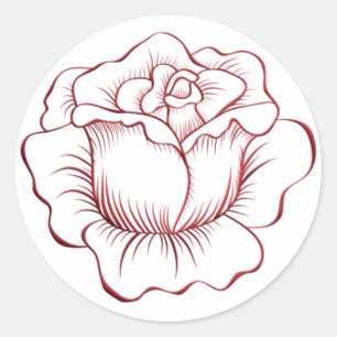 Adesivo Rosa vermelha Sticker e Envelope Selo