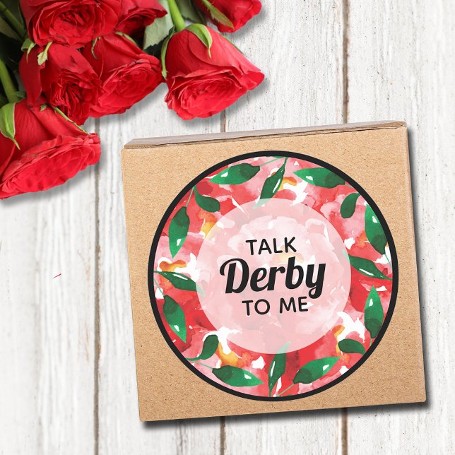 Adesivo Rosa vermelha Talk Derby para Mim (Red Roses Talk Derby to Me Round Stickers)