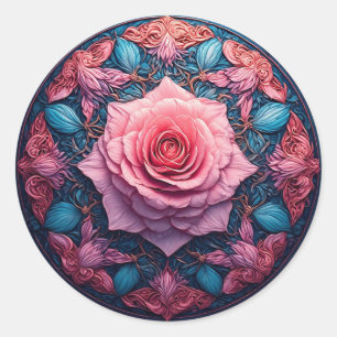 Adesivo Rosa Vibrante Elegante Flor Presente, Natureza Rom