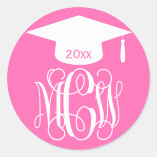 Adesivo Rosa Vibrante Peso Vinha Monograma Graduação DIY F