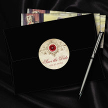 Rosa | Vintage Crimson Red Save Date