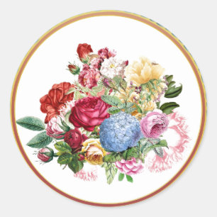 Adesivo Rosa Vintage e Hortênsia Botânica / Recorte a Ouro