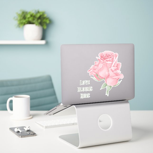 Adesivo Rosas adoram Blogues aqui arte (Laptop na mesa)
