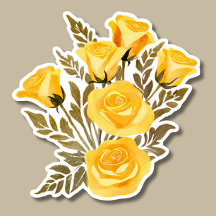Adesivo Rosas Amarelas Simples à Prova de Água