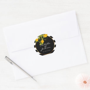 Adesivo Rosas amarelos em listras preto e branco