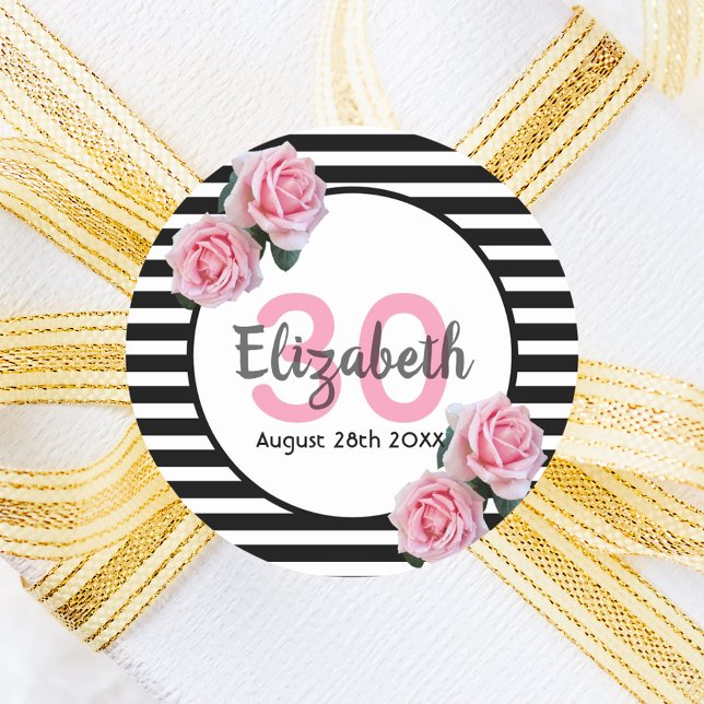 Adesivo rosas aniversário de 30 anos cor-de-rosa em tiras  (Criador carregado)