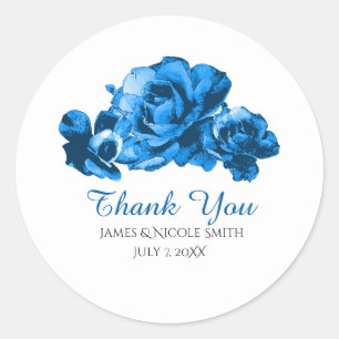 Adesivo Rosas Aquarela Azul Favor de Casamento Elegante