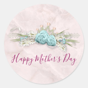 Adesivo Rosas azuis e dia das mães do buquê floral da