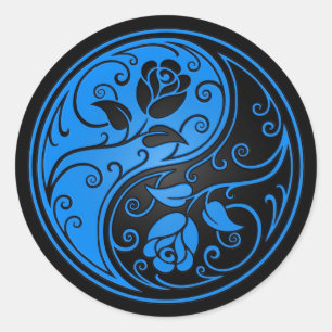Adesivo Rosas azuis e pretos de Yin Yang