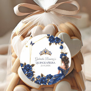 Adesivo Rosas Azul Marinho Tiara Dourada Quinceañera