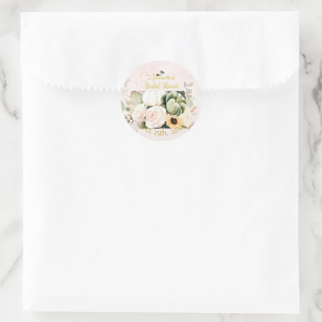 Adesivo Rosas brancas caem abóboras (Bolsa)