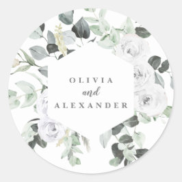 Adesivo Rosas Brancas e folhagens para casamento floral