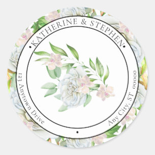 Adesivo Rosas brancas   Orchids Boho Floral Return Address