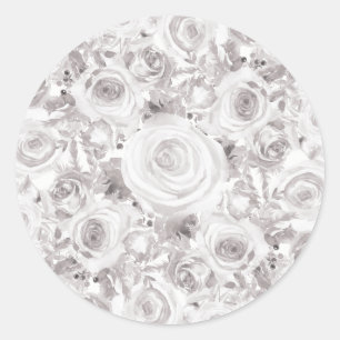 Adesivo Rosas Brancas Rústicas do Inverno Casamento Favor