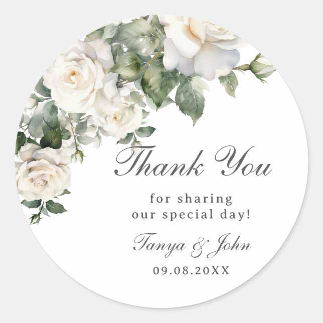 Adesivo Rosas Brancos de Marfim Brida de Casamento Floral (Frente)