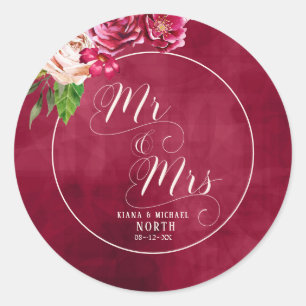 Adesivo Rosas Burgundy/Cream Casamento, Sr. e Sra. ID584