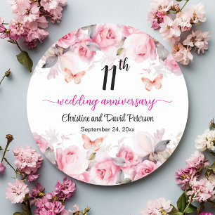 Adesivo Rosas Cor-de-Rosa de 11º Aniversário de Casamento