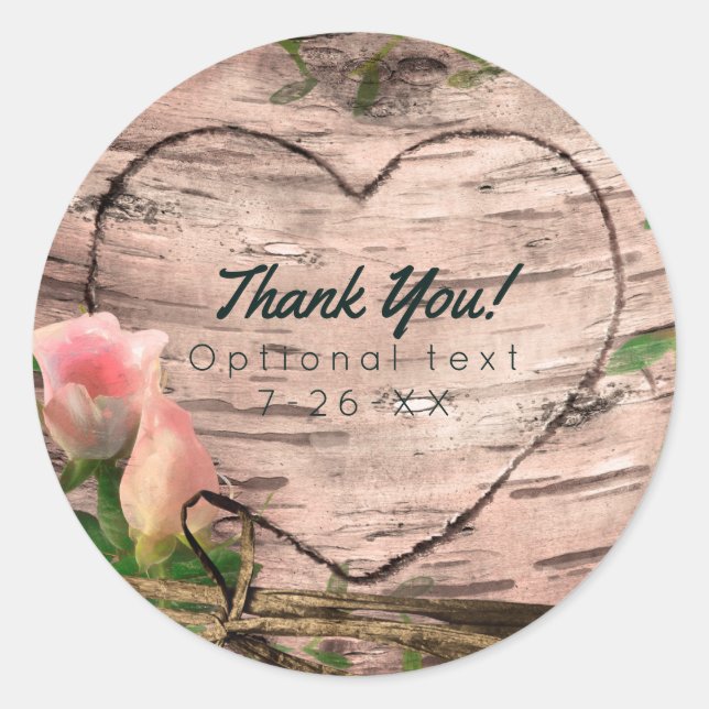 Adesivo Rosas Cor-de-Rosa Rústicas & Vinhas Bétula Branca  (Frente)