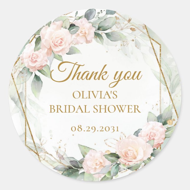 Adesivo Rosas cor de rosa suave boho, folhagens e moldura  (Frente)