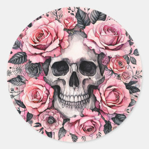 Adesivo Rosas Crânio e Rosa Gótica