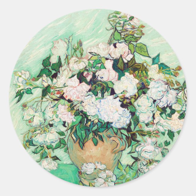 Adesivo Rosas da vida ininterrupta em um vaso por Vincent  (Frente)