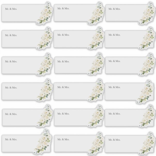 Adesivo Rosas de Alabaster H2 de Endereço de Convidado Tra (Frente)