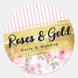 Adesivo Rosas de Aquarela Rosa e Chique Dourado