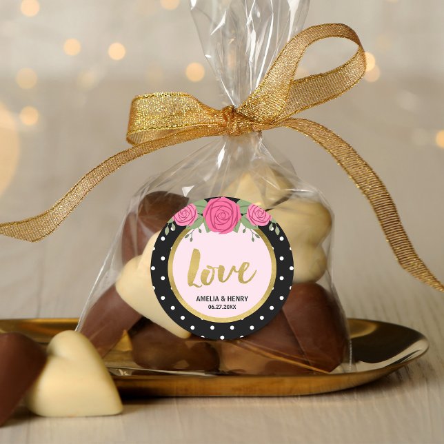 Adesivo Rosas de Bolinhas Negra e Branca Amor de Casamento (Criador carregado)