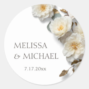 Adesivo Rosas de casamento em branco marfim 3D