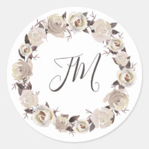 Rosas de Creme Casamento Floral Wreath Monograma