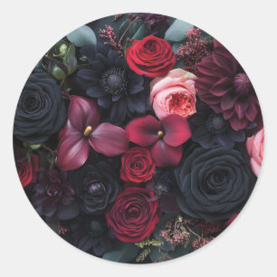 Adesivo Rosas de Disposição Floral Escuro Elegante