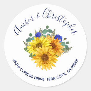 Adesivo Rosas de girassol Endereço de casamento Envelope S