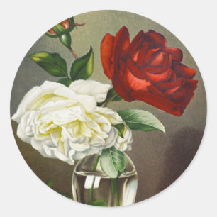 Adesivo Rosas de Jardim Antigas em um Vaso de Vidro