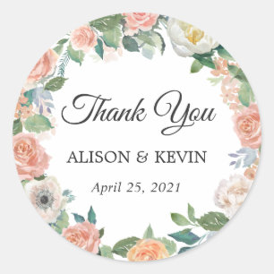 Adesivo Rosas De Jardim Floral Wreath Weding Favor Obrigad