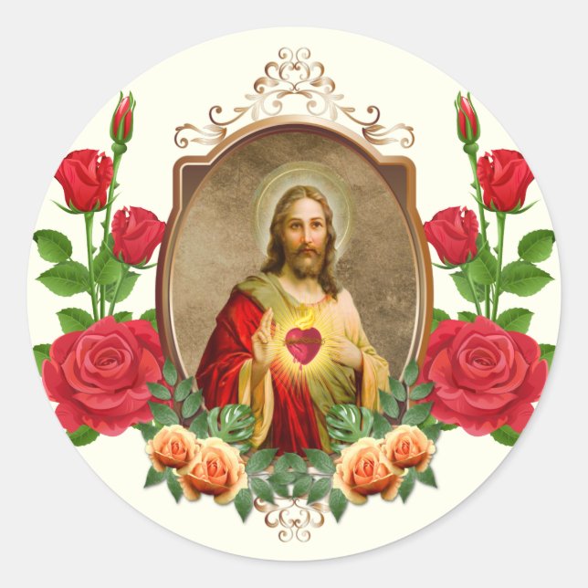 Adesivo Rosas de Jesus Sagrado Católico Elegante (Frente)