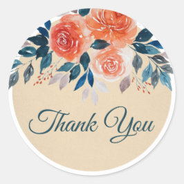 Adesivo Rosas De Laranja Aquarela Casamento Obrigado