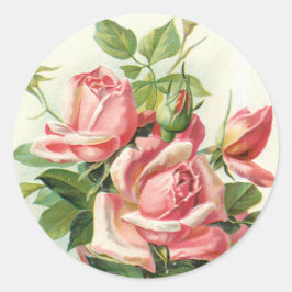 Adesivo rosas de vinheta em vinhetas cor-de-rosa