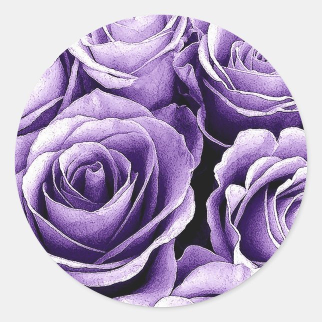 Adesivo ROSAS DE VIOLET PURPLE - Selo de Envelope de Casam (Frente)