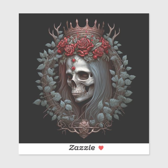 Adesivo Rosas do crânio do gótico Gótico Coroa (Folha)