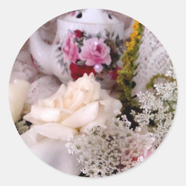 Adesivo Rosas e bule de chá (Frente)