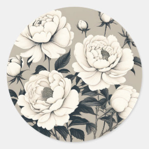 Adesivo Rosas Elegantes E Peonias Floral Em Creme