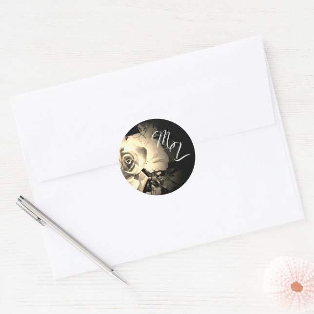 Adesivo Rosas Elegantes Vinheta Monograma (Envelope)