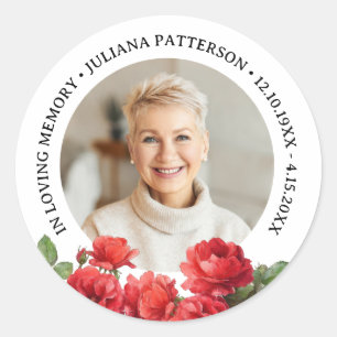Adesivo Rosas em Aquarela Foto Personalizada Em Memória Am
