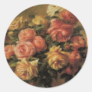 Adesivo Rosas em um Vaso de Pierre Renoir, Arte Fino Antig