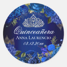 Rosas Florais Azuis Diamond Tiara Quinceanera