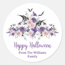 Adesivo rosas florais de aquarela festa feliz do halloween