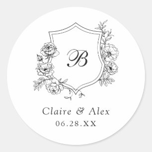 Adesivo Rosas Florais Elegantes Monograma de Casamento de