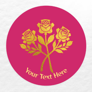 Adesivo Rosas Florais Rosa Personalizadas em Ouro Falso
