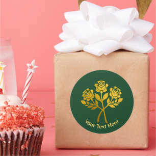 Adesivo Rosas Florais Verdes Personalizadas em Ouro Falso