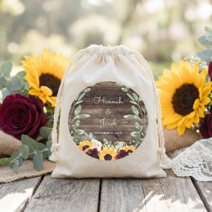 Adesivo Rosas Girassóis Rústicos Favor de Casamento em Mad